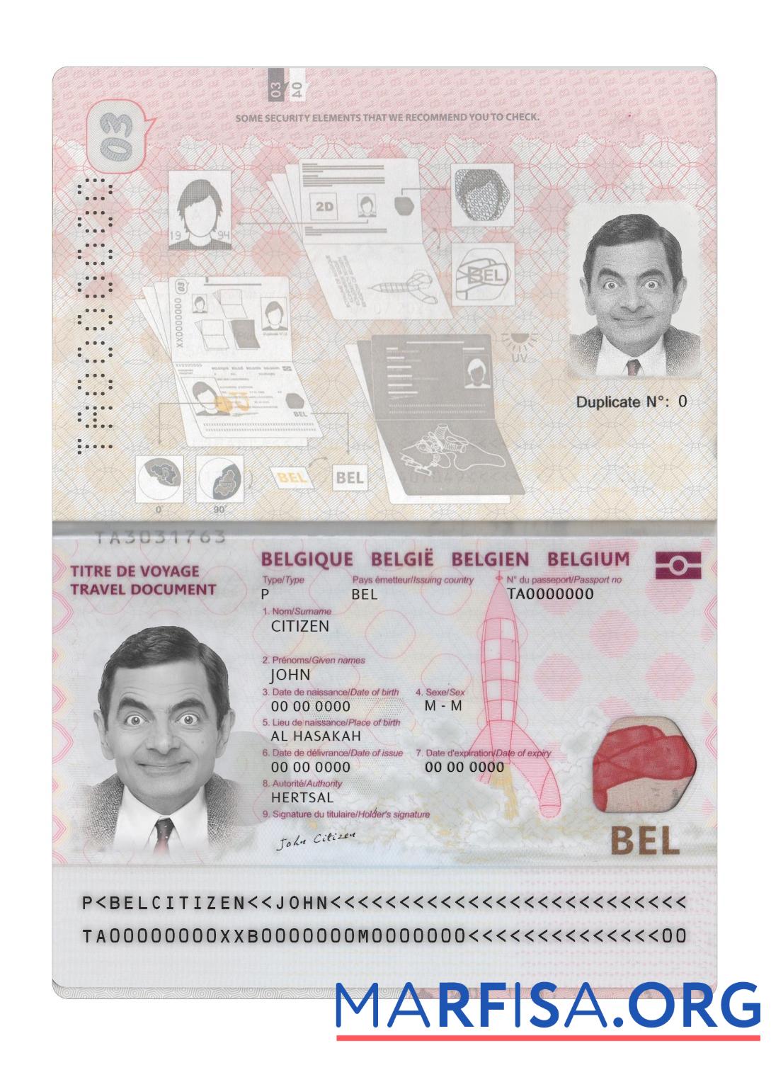 Downloadable Belgium passport 2022 present sample